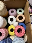 Box Lot Of 18  Crochet Thread Colorful Blue Pink Green Purple Orange Beige Etc