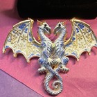Double-headed Winged Dragon Brooch Pin  Fantasy Genre  Dragon Theme