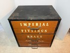 Vintage Genuine Imperial Brass Fittings 5 Drawer Metal Store Display Cabinet
