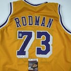Autographed signed Dennis Rodman Los Angeles Yellow Basketball Jersey Jsa Coa  2