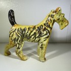Vintage Dog Figurine Hand Painted Ceramic Porcelain Terrier Japan Mid Century