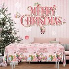 Pink Christmas Tablecloth 3pcs Retro Snowflake Tablecloth Pink Santa Claus Table