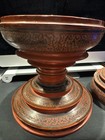 Large Antique Burmese Red Lacquer Temple Offering Bowl From Burma   Myanmar