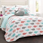  Whale Kids Reversible 4 Piece Quilt Bedding Set With Sham And Twin Pink   Aqua