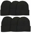 Men s Knit Black Beanie Warm Thick Lined Hat Winter Skull Cap Unisex Wholesale