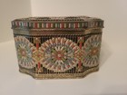 Vintage Decorative Tin Floral Rose Embossed English Horner Hinged Read 