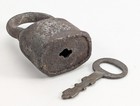 Antique Cast Iron Scandinavian Padlock Star Lock Works Barrel Trick Lock W  Key