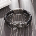 Men s Fashion Braided Leather Bracelet Stainless Steel Magnetic Closure 8 3 