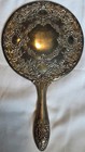 Vintage Ornate Metal Hand Mirror     Floral Embossed Vanity Decor