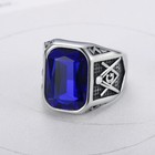 Men s Vintage Freemason Wedding Ring Stainless Steel Masonic Blue Cz Biker Ring
