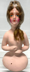 1920s Antique Art Deco German Chalkware Half Doll W Curl Hair In Plastic box 