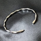 Vintage Silver Brass Twist Bangle  Unisex  Adjustable  Mint