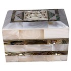 Vintage Bethlehem Eretz Israel Mother Of Pearl Shell Carved Jewelry Box Trinket