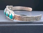 Fred Harvey Vintage Turquoise Stone Cuff Bracelet 6 Stone Native American