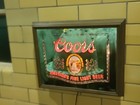 Coors Light Beer Bar Mirror Lighted Sign Vtg 25 x20  Wood Frame Usa 