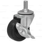 4x 3 Inch Rubber Casters Heavy Duty Safety Brake Wheels For Wire Shelving Rack