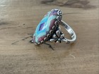 Carolyn Pollack Southwest 925 Sterling Silver Turquoise Mosaic Inlay Ring Sz 8