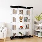 4-shelf Glass Display Cabinet W 2-door Glass Floor Stand Bookshelf Curio Cabinet