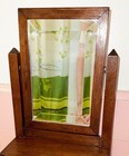 Antque Dresser Top Oak Shaving Mirror Drawer Makeup Beveled Swivel Arts Crafts