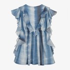 Chlo   Girls Blue 4 Cotton Blue  Gradient Dress Ruffles Mini Cap Sleeve   301
