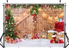 Rustic Christmas Barn Wood Backdrop For Holiday Photography 7x5ft