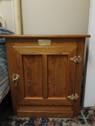 Vintage White Clad Oak Icebox Chest End Table Nightstand Wood Storage 