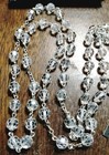 Antique Sterling Silver Crystal Rosary Afco 1940 s Sacred Heart Of Jesus Cutout 