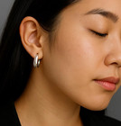 Solid 14k White Gold Hoop Earrings Modern Everyday Earrings Gift For Women s