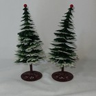 Mcm Vintage Plastic Retro Christmas Trees Flocked Berrie Top 6 5    Tall Lot Of 2
