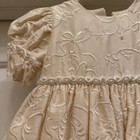 Heirloom 100  Silk Christening Gown Matching Bonnet Long Embroidered Pearl Trim 