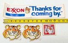 Vintage Exxon Tiger Lot Coin Bank Bumper Stickers Keychains Advertising Oil Gas