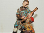Vintage Cast Iron  hometown Battery  Baseball Mechanical Coin Bank Collectible