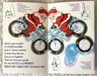 Unused Christmas Santa Motorcycle Toy Play Activity Vintage Greeting Card 1980s