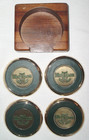 Set Of 4  heritage Club  Vintage Brass   Bronze Coasters W-holder  golf  drinks