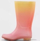 Cat   Jack Girl   s Sz 1 Rain Boots Cece Pink Yellow Glitter Ombre Rubber Pull On