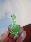 Vintage Art Deco Vaseline Cut Glass Miniature Perfume Bottle