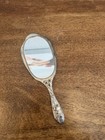 Vintage Silver Tone Hand Mirror Butterfly Rose Floral Ornate Vanity 8   