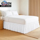 Wrap Around Queen Bed Skirt  Easy Fit Elastic Belt  16 Inch Drop  White