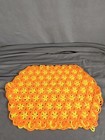 Vintage Retro 4 Hand Crocheted Orange Yellow Placemats Daises Loop Fringe