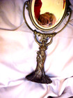 Antique  early 1900 s   Cast Iron Victorian  Vanity Figural Pedestal Mirror  