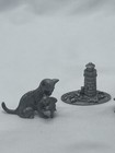 Vtg Lot Of 4 Spoontiques Pewter Figures - Lighthouse  Duck  Reindeer  Cat