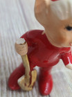 Vintage Lefton Japan Ground Breaking Christmas Pixie Elf Figure Red Gold Shovel