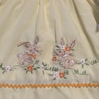 Vintage Baby Girls Dress Yellow Bunny Embroidered  Heirloom Cottagecore