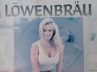 Vintage 1980   s Lowenbrau Sexy Blue Jean Blonde Beer Girl Poster 30    X 20   