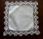 Fab Antique Lace   Linen Wedding Handkerchief  Hand Made Bobbin Lace Pristine