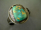 Native American Navajo High-grade Blue Green Turquoise Sterling Silver Bracelet