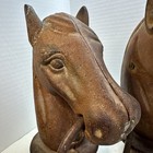 Pair Vintage Cast Iron Horse Head Hitching Post Top W  Rings