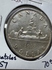 1957 Canada 1 Dollar Large Silver Coin Voyageur Scratches