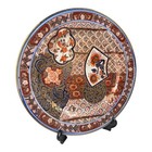 Antique Japanese Imari Porcelain Plate Hand Painted Floral Fan Design 9 75 Inch