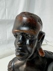 Vintage 11    Ebony Wood Hand Carved African Tribal Figure Bust Statue Head Signed